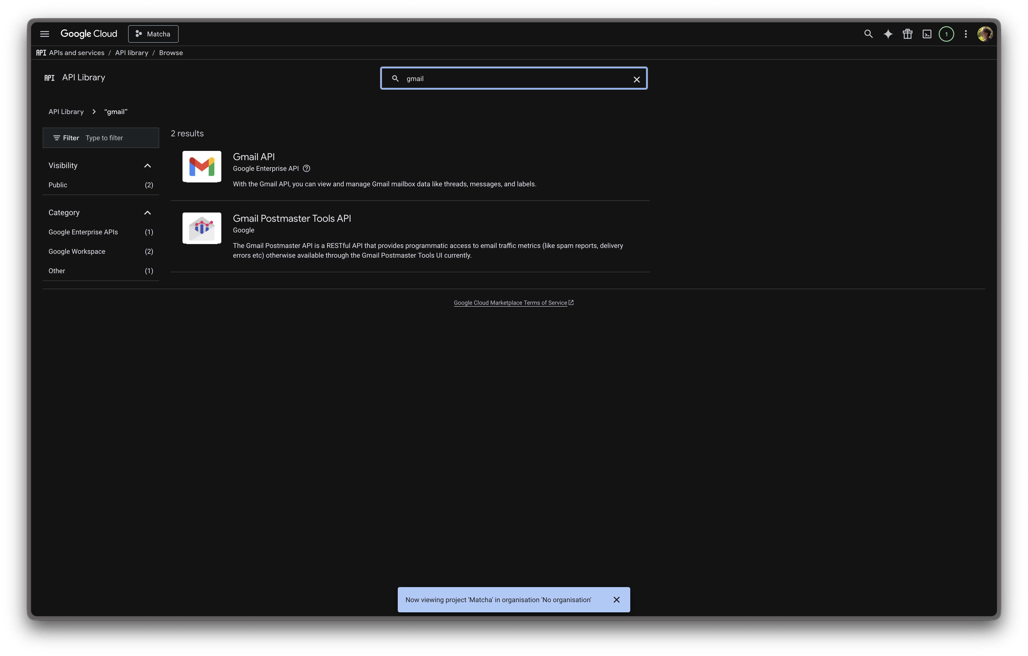 Enable Gmail API